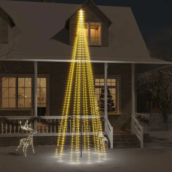 Christmas Tree on Flagpole Warm White 732 LEDs 500 cm 